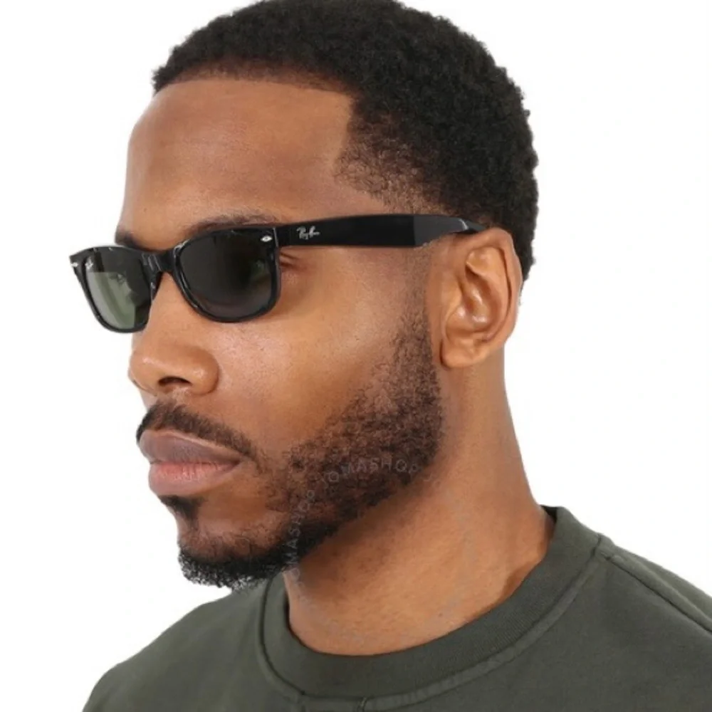 Black Ray Ban Sunglasses RB2132 New Version Unisex Fit Rectangle G-15 Lens - Picture 6 of 11